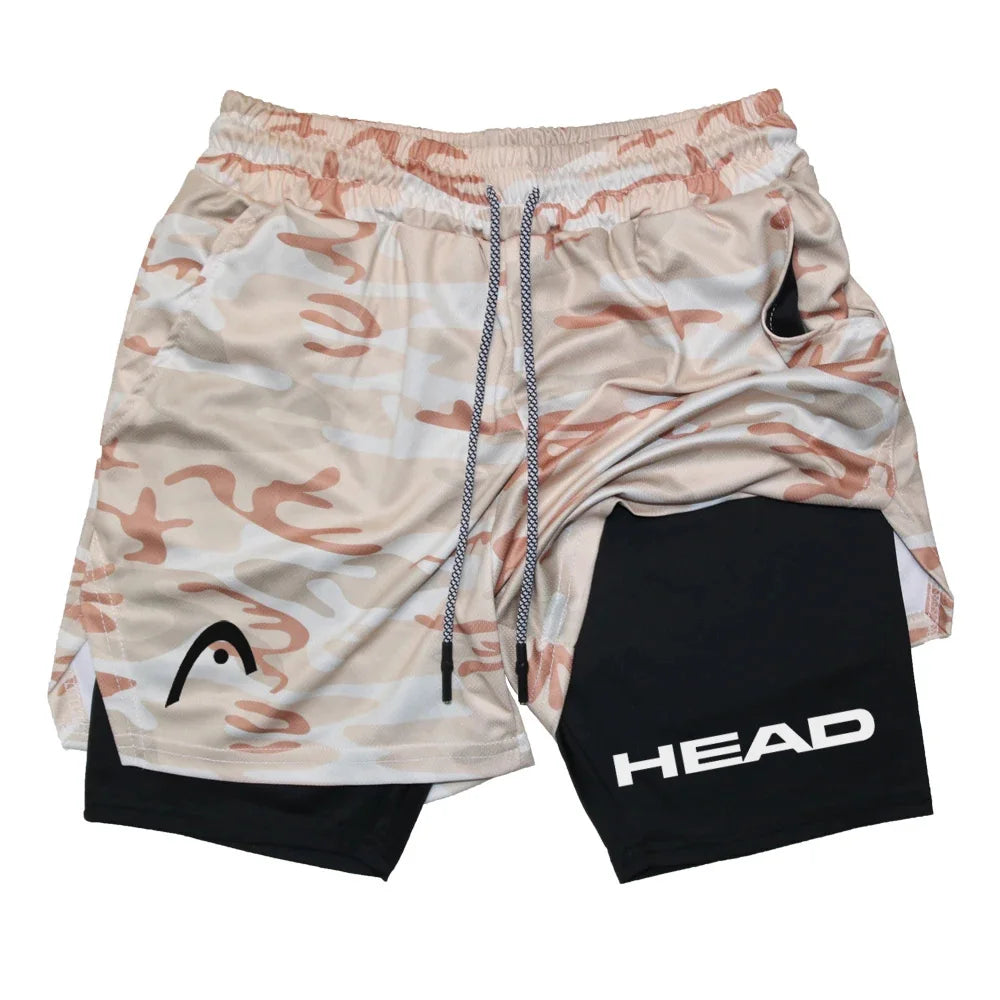 Anime Berserk Head Running Shorts Fitness Gym Training 2 in 1 Sports Quick Dry Workout Jogging Double Deck Summer