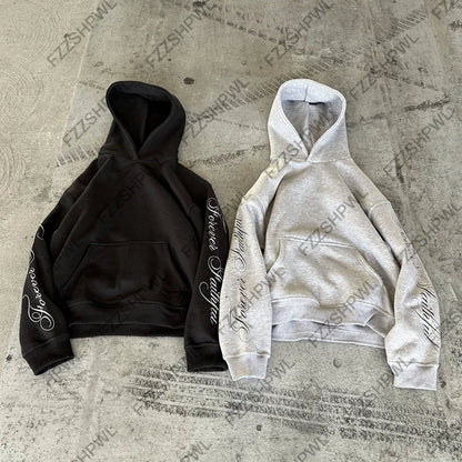 Subculture Fashion Y2K Hooded sweatshirt Harajuku Letter Print Gothic Oversized Pullover Punk Streetwear Goth Hoodie sweatshirt