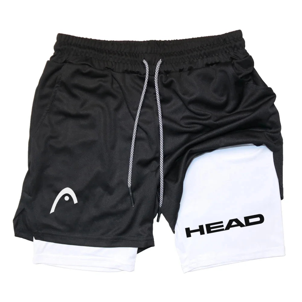 Anime Berserk Head Running Shorts Fitness Gym Training 2 in 1 Sports Quick Dry Workout Jogging Double Deck Summer