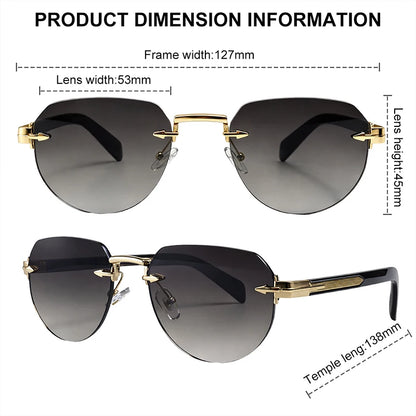 Square Rimless Punk Sunglasses Men Designer Vintage Polygon Metal Sun Glasses Male Fashion Eyewear Pilot Shades