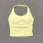 Histello Longline Strappy Top Women Sports Tank Halter Seamless Ruched Backless Gym Activewear Workout Yoga Fitness Tops
