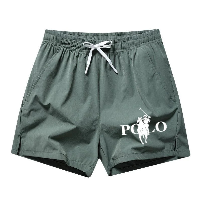 Summer Ice Silk Quick Drying Beach Shorts for Men's Slim Fit Running, Swimming, Fitness, Breathable Shorts