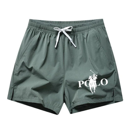 Summer Ice Silk Quick Drying Beach Shorts for Men's Slim Fit Running, Swimming, Fitness, Breathable Shorts