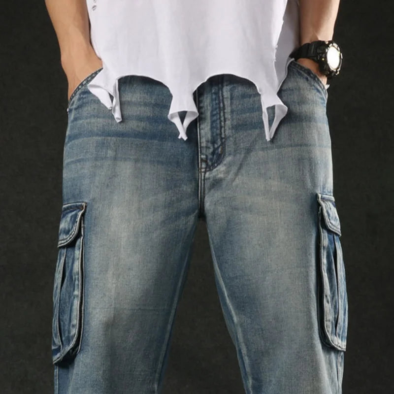 Men‘s New Mens Plus Size Loose Baggy Denim Shorts Fashion Streetwear Hip Hop Skateboard Cargo Jeans Short for Male Men