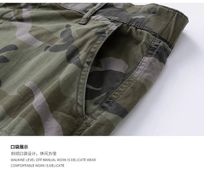 Men's Camo Cargo Shorts Outdoor Multi-Pocket Cotton Casual Shorts Summer Half Pants Breathable Shorts