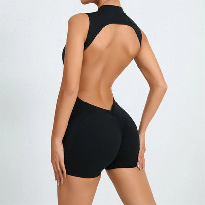 Allure The Brand Women Backless Romper ATB High Support Backless Sport Jumpsuit Hollow Gym Bodycon Short Jumpsuit Playsuit Women