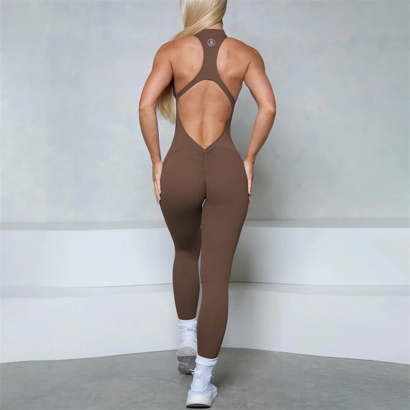 Allure The Brand Zipper Women Tracksuit Yoga Set One Piece Jumpsuit Workout Scrunch Legging Rompers Sport Gym Active Suit