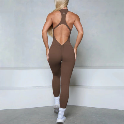 Allure The Brand Zipper Women Tracksuit Yoga Set One Piece Jumpsuit Workout Scrunch Legging Rompers Sport Gym Active Suit