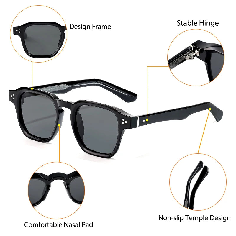 HBK New Fashion Sunglasses Men Vintage Square Gradient Sun Glasses Outdoor Sports Party Vacation Travel Driving Eyeglasses