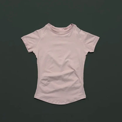 Histello Women Short Sleeve Sports T-Shirt Round Neck Breathable Stretchy Quick Dry Top Yoga Gym Running Fitness Activewear