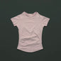 Histello Women Short Sleeve Sports T-Shirt Round Neck Breathable Stretchy Quick Dry Top Yoga Gym Running Fitness Activewear