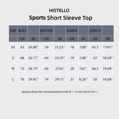 Histello Women Short Sleeve Sports T-Shirt Round Neck Breathable Stretchy Quick Dry Top Yoga Gym Running Fitness Activewear