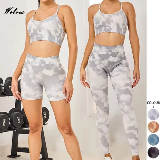 Darc Women Set Bra Wolves Gym Sports Shorts Mujer Fitness legging Push Up Running Yoga Elastic Quick-drying Suits Clothing