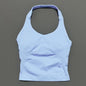 Histello Longline Strappy Top Women Sports Tank Halter Seamless Ruched Backless Gym Activewear Workout Yoga Fitness Tops