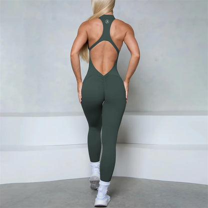 Allure The Brand Zipper Women Tracksuit Yoga Set One Piece Jumpsuit Workout Scrunch Legging Rompers Sport Gym Active Suit