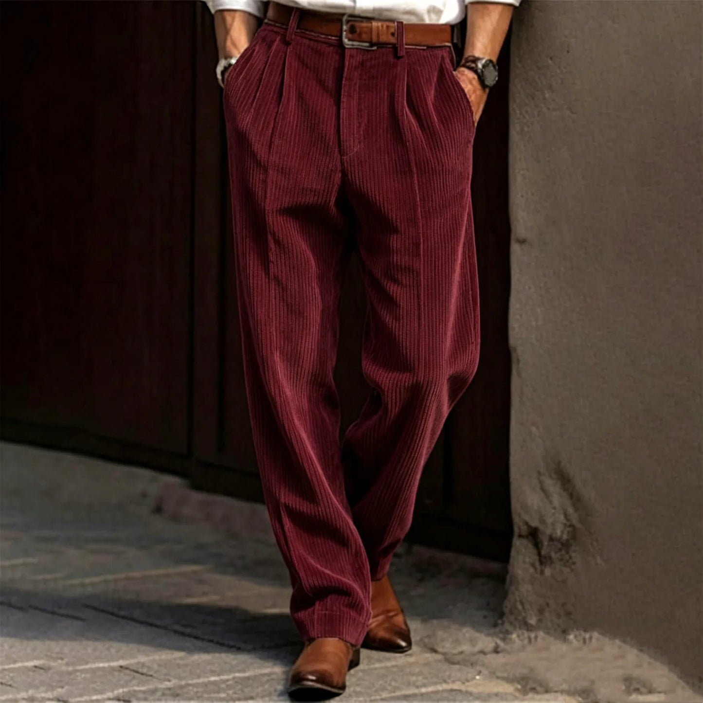 Spring Summer Stylish Straight Cargo Pants Men Casual Texture Corduroy Trousers For Men Daily Leisure Loose Pant Streetwear