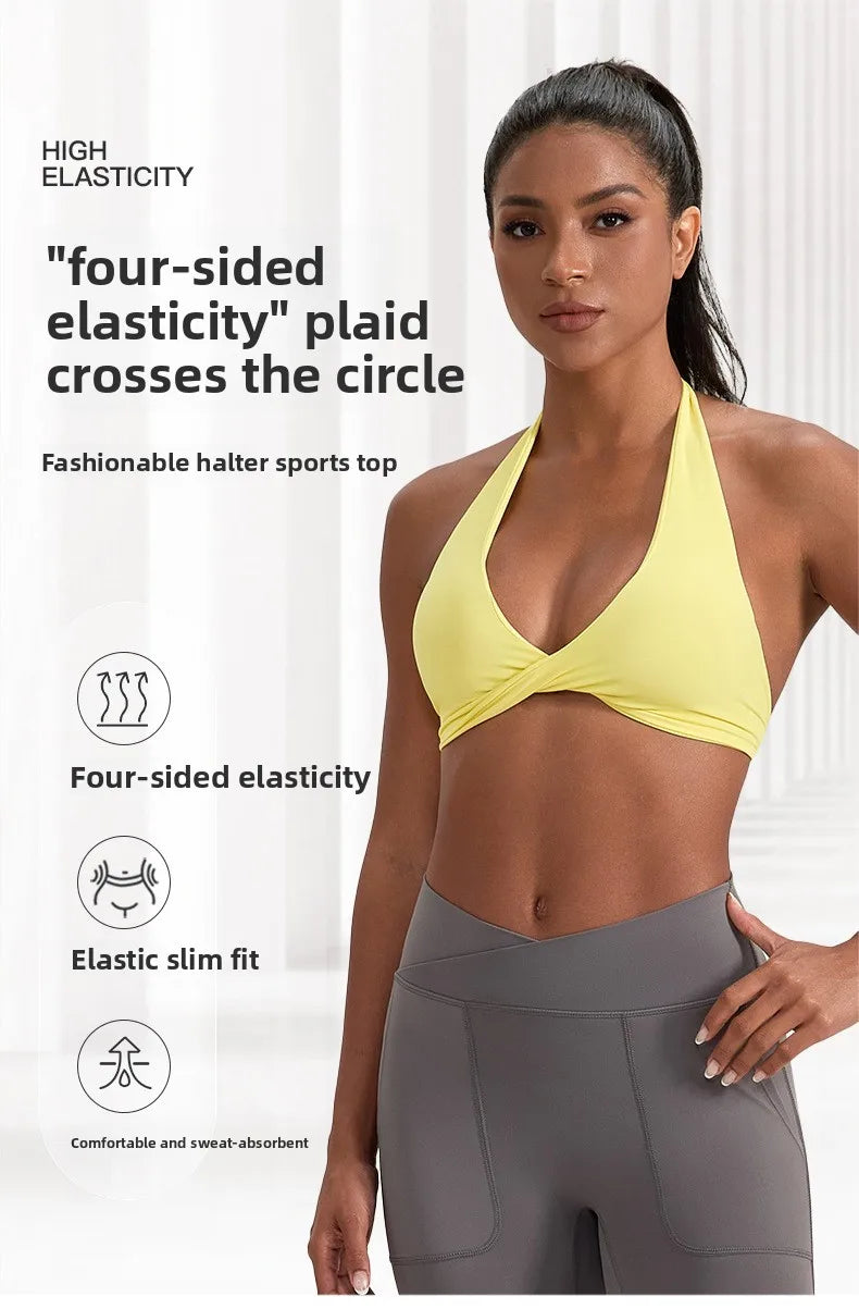 high-intensity sports bra for women's running, shockproof and high elasticity yoga vest, outdoor fitness sports bra