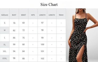 Women Elegant Floral Beach Vacation Streetwear Sexy Low Cut Beach Party Slim Slit Dress Chic Bodycon Lady Sleeveless Vestidos