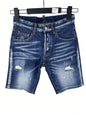 3006 Summer New Men's Jeans Washed Ripped Patch Paint Slim-fit Micro-elastic Denim Shorts Men's Black