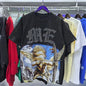 Unisex Couple Street Style Angel Print Summer Top Round Neck Short Sleeve T-Shirt
