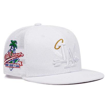 Baseball Hat LA Wings Embroidered Hip Hop Hat Outdoor Daily Leisure Sunshade Hat Male Female Flat Edge Mesh Hat