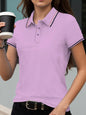 Stripe Solid Color Polo Shirts Sport All-Match Women Short Sleeve Collar  Summer Comfortable Woman Tops