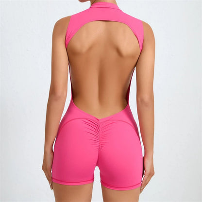 Allure The Brand Women Backless Romper ATB High Support Backless Sport Jumpsuit Hollow Gym Bodycon Short Jumpsuit Playsuit Women