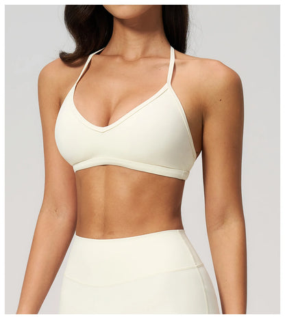 Sporty Woman Top New Brushed Yoga Wear For Women Halter Neck Bra Shockproof Quick-dry Summer Women Underwear Gym Clothes Woman