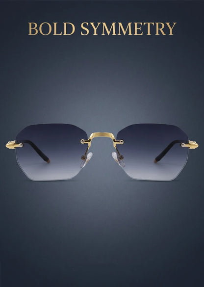 Steampunk Rimless Square Sunglasses Men Luxury Designer Vintage Metal Polygon Outdoor Sun Glasses Male Frameless Shades