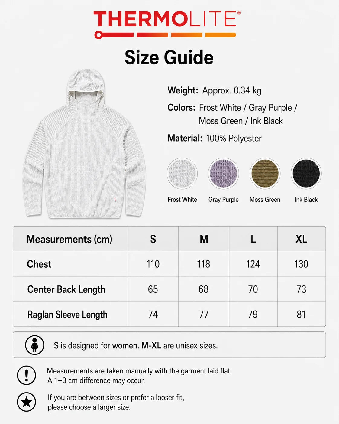 Thermolite® All Season Thermal Hoodie Unisex Lightweight Quick Dry Pullover Sweatshirt Breathable Winter Mid Layer Activewear