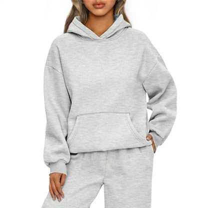 Casual Sports hoodie Sweatshirt Solid-color long-sleeve Women's Fashion Loose hoodie Women's tops pullover