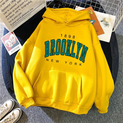 New Fleece Loose Women's Hoodie Brooklyn Printed Couple Hoodie