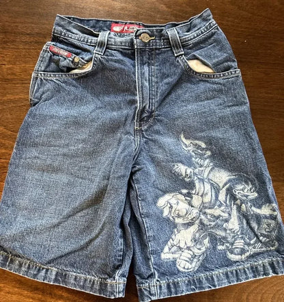 New Men Black Floral Print Denim Shorts Unique Creative Design Summer Casual Trendy Style Comfortable Fit for Outdoor Streetwear