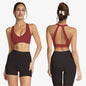 C-B Cross Back Sports Bra Naked Quick Dry Yoga Crop Top Padded Deep V Halter Backless Gym Running Workout Women Athletic Top