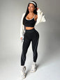 2Pcs Women's Yoga Fitness Set Seamless Breathable Activewear Sexy Sports Bra Top High-Waisted Leggings Set