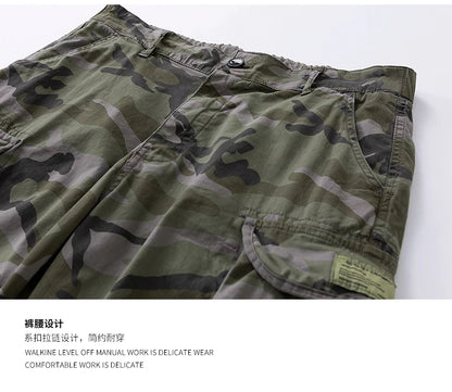 Men's Camo Cargo Shorts Outdoor Multi-Pocket Cotton Casual Shorts Summer Half Pants Breathable Shorts
