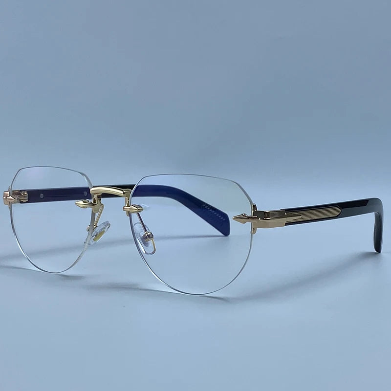 Square Rimless Punk Sunglasses Men Designer Vintage Polygon Metal Sun Glasses Male Fashion Eyewear Pilot Shades