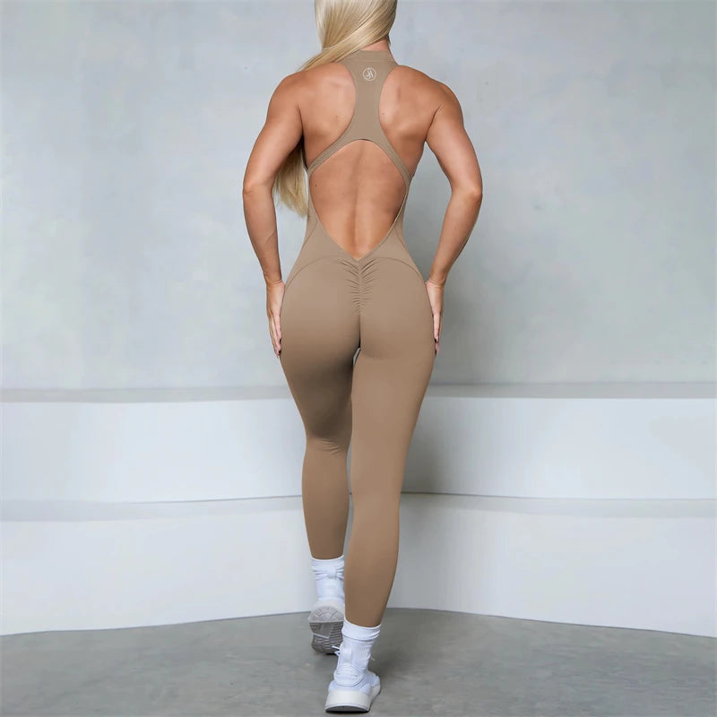 Allure The Brand Zipper Women Tracksuit Yoga Set One Piece Jumpsuit Workout Scrunch Legging Rompers Sport Gym Active Suit