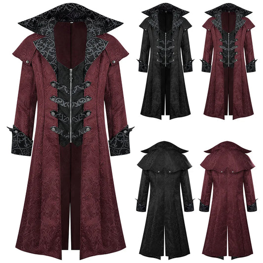 New Medieval Halloween Coat for Men, Vintage Gothic Dark Style Jacket Retro Outerwear for Western Europe