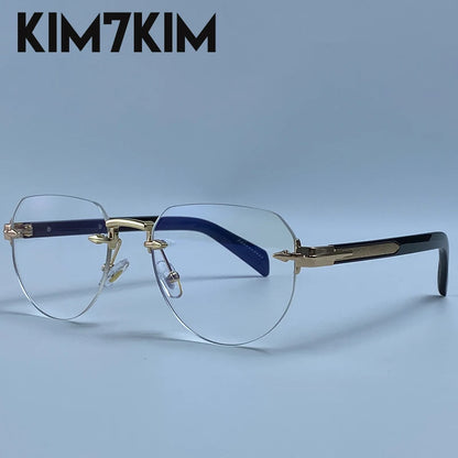 Square Rimless Punk Sunglasses Men Designer Vintage Polygon Metal Sun Glasses Male Fashion Eyewear Pilot Shades
