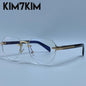Square Rimless Punk Sunglasses Men Designer Vintage Polygon Metal Sun Glasses Male Fashion Eyewear Pilot Shades