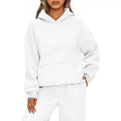 Casual Sports hoodie Sweatshirt Solid-color long-sleeve Women's Fashion Loose hoodie Women's tops pullover