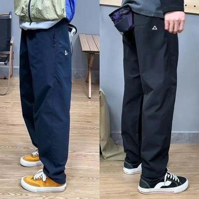 Summer Thin Cargo Pants Men Casual Tapered Trousers with Zipper Pockets Quick Dry Streetwear Pants for Outdoor Daily Wear S-3XL