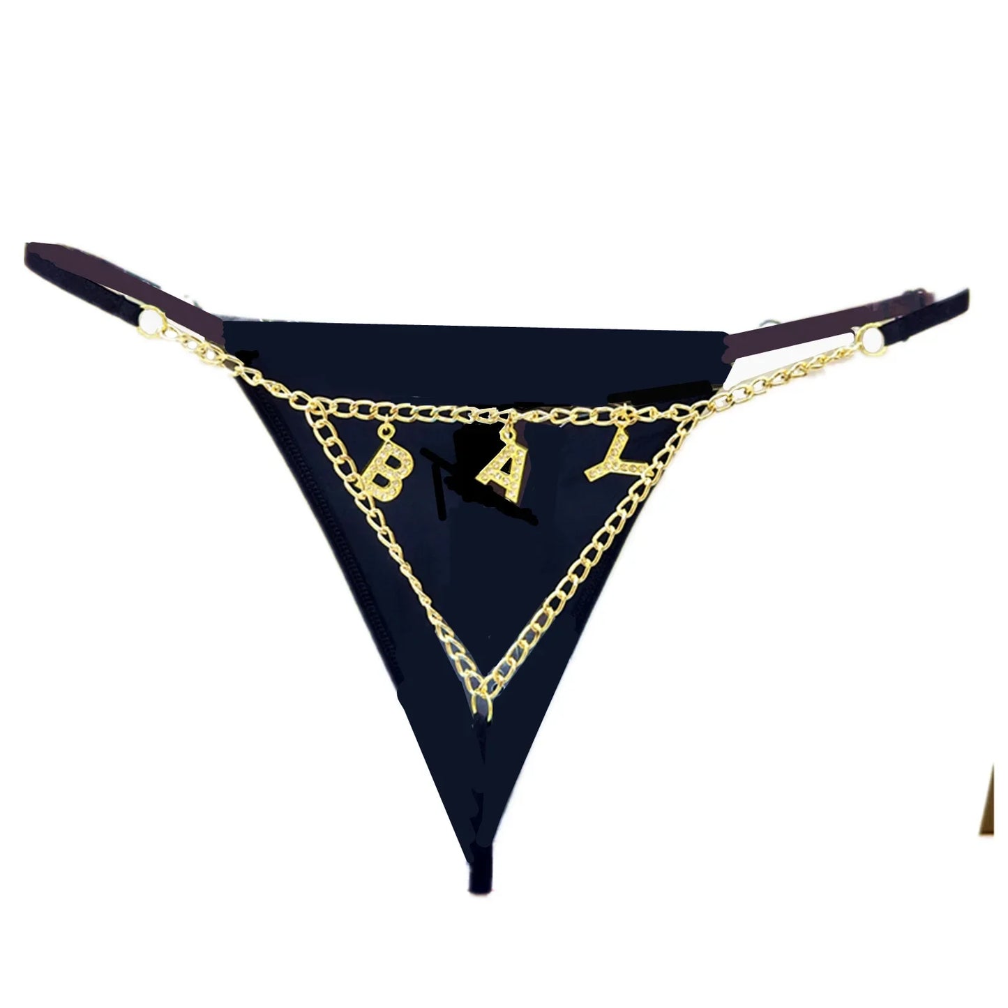 Flash Diamond Letter Pendant Design Thongs Low Waist Intimates Panties Women's Sexy Underpants Transparent Erotic Underwear