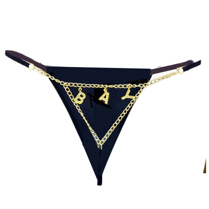 Flash Diamond Letter Pendant Design Thongs Low Waist Intimates Panties Women's Sexy Underpants Transparent Erotic Underwear