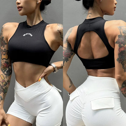 Wolf Head Fitness Yoga Bra Underwear Women's Sports Running Shock-proof Quick-drying Vest Sexy Backless