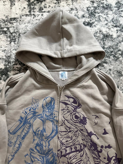 Jojo Bizarre Adventure Silver Chariot Zip Up Hoodies Women Y2k Oversized Hoodie Hip Hop Couples Harajuku Street Men Sweatshirt