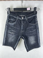 3006 Summer New Men's Jeans Washed Ripped Patch Paint Slim-fit Micro-elastic Denim Shorts Men's Black