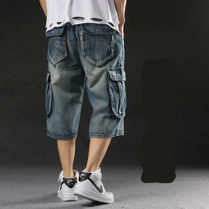 Men‘s New Mens Plus Size Loose Baggy Denim Shorts Fashion Streetwear Hip Hop Skateboard Cargo Jeans Short for Male Men