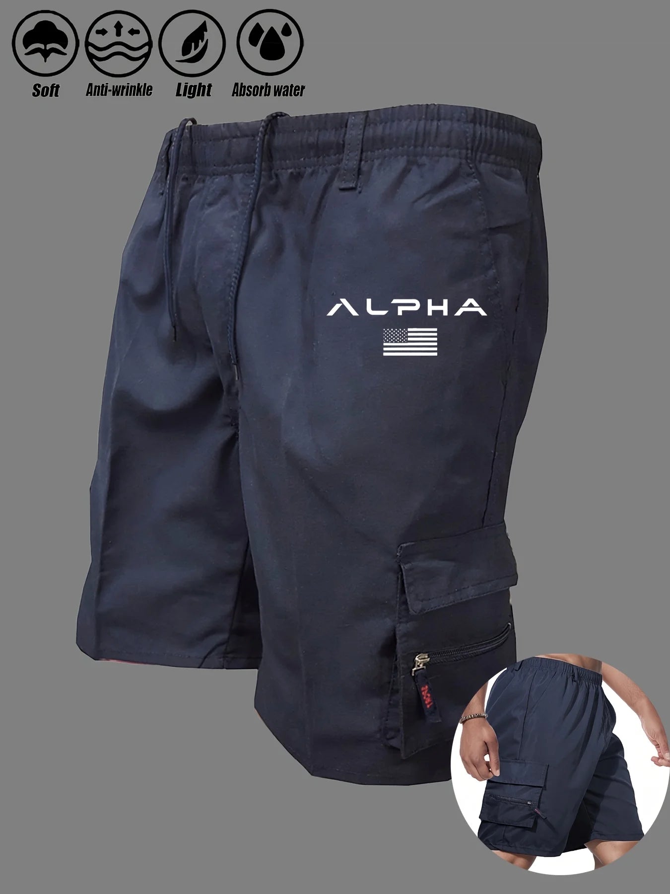 American Flag Printed Cargo Shorts Independence Day Eagle Shorts Summer Cargo Work Camping Multi-pocket Short Pants Streetwear